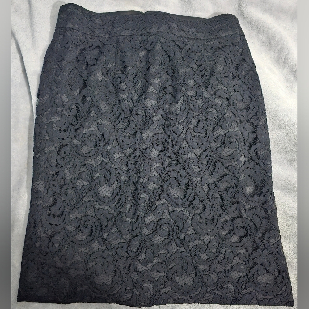 Banana Republic - Womens Petite Black Lace Overlay Pencil Skirt - Size 8